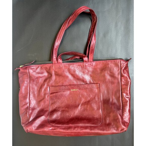 95 Killers Deep Red Genuine Leather Tote/Duffle Bag - Picture 2 of 8